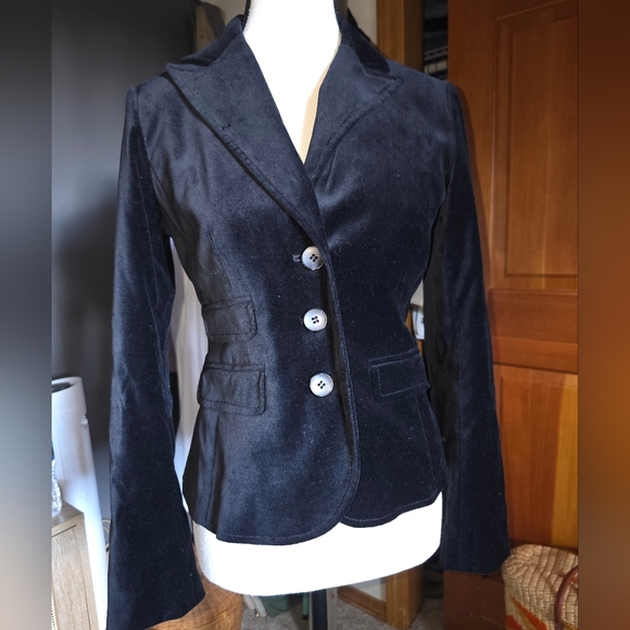 LOFT Navy Blue Velvet Women's Blazer Size 2P - Picture 1 of 15